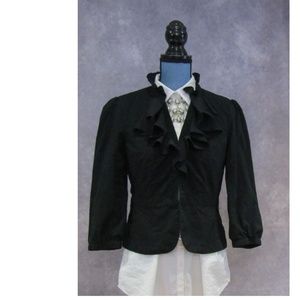 LOFT Black Ruffled Peplum Blazer Size 6